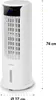 A white tower air cooler with a black control panel and a water tank. Produktbild-Vorschau