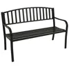 A black metal garden bench on a white background. Produktbild-Vorschau