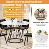 A dining table and chairs set with marketing text and close-up shots of the product's features. Produktbild-Vorschau