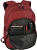 A red backpack with its front pocket open, showing various items inside. Náhled obrázku produktu
