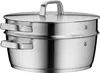 A stainless steel steamer pot with a lid and two handles. Náhľad obrázku produktu