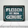 Fleisch ist mein Gemüse Metallschild in blau Wurst Essen Produktbild-Vorschau 3