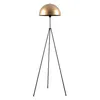 A gold dome-shaped floor lamp with a black tripod base, presented on a white background. Produktbild-Vorschau