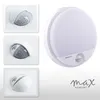 A collage of product images showing a white LED outdoor wall light with a motion sensor, presented from different angles and in a larger product shot. Produktbild-Vorschau