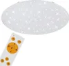 A white LED ceiling light with a star pattern and a remote control. Náhled obrázku produktu