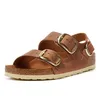 Birkenstock Milano Birki Buck Leather Womens Cognac Sandále Náhľad obrázku produktu 2