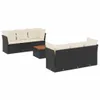 vidaXL 7-tlg. Garten-Sofagarnitur mit Kissen Schwarz Poly Produktbild-Vorschau 1