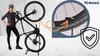 A woman stands next to a bicycle on a stand, with a close-up inset showing a detail of the bicycle tire. Náhľad obrázku produktu