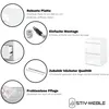 Collage showing features and assembly of a white cabinet. Produktbild-Vorschau