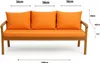 A three-seater sofa with orange cushions, shown from the front with dimensions indicated. Anteprima dell’immagine prodotto