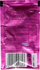 The image shows the back of a pink candy wrapper with nutritional information, ingredients, and a barcode. Produktbild-Vorschau
