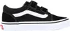 A side view of a black Vans Old Skool V sneaker with white accents. Voir les images du produit