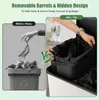 A split image showing a messy trash can on the left and a tidy trash can on the right, illustrating the product's "Removable Barrels & Hidden Design" feature. Produktbild-Vorschau