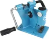 A blue metal chain riveting tool with a silver crank handle and black grip, shown on a white background. Produktbild-Vorschau