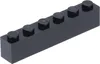 A single black Lego brick with six studs is shown from a slightly elevated side angle against a white background. Produktbild-Vorschau