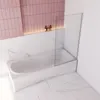 A white bathtub with a clear glass shower screen attached. Produktbild-Vorschau