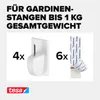 tesa Powerstrips Vario-gordijnhaakjes - 1 set van 4 stuks - Productafbeelding-voorbeeld 3