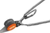 Elastisches Verbindungsmittel Scorpio Vertigo von Petzl mit grauem Karabiner und schwarzem Polster mit orangefarbenem Petzl-Logo Productafbeelding-voorbeeld