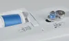 A close-up view of a sewing machine's bobbin winding mechanism, showing a spool of blue thread and a wound bobbin. Produktbild-Vorschau