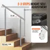A stainless steel handrail installed on a staircase, with close-up views of its connection components and features. Produktbild-Vorschau