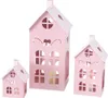 Set di 3 lanterne KUFSTEIN a forma di casa - colore: rosa Anteprima dell’immagine prodotto 1