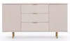 A front view of a cream-colored sideboard with fluted doors and three drawers, set against a white background. Produktbild-Vorschau