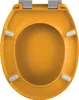 A top-down view of an orange toilet seat with gray hinges. Anteprima dell’immagine prodotto