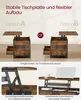Collage showing two assembly options for a lift-top coffee table and close-ups of its mechanism and features. Produktbild-Vorschau