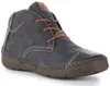 A single blue leather boot with brown laces and stitching is shown against a white background. Produktbild-Vorschau