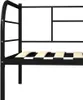 A close-up side view of a black metal bed frame with wooden slats. Náhľad obrázku produktu