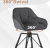 A close-up shot of a dark gray bar stool with a tufted seat and back, featuring a 360-degree swivel function. Produktbild-Vorschau