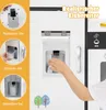An instructional image showing how to use a toy refrigerator's ice dispenser, with text overlays in German. Náhľad obrázku produktu