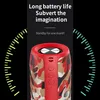 A red and camouflage patterned Bluetooth speaker is shown with marketing text overlayed. Produktbild-Vorschau