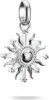 A silver sun charm with clear stones, isolated on a white background. Anteprima dell’immagine prodotto