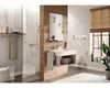 A modern bathroom with a walk-in shower, vanity with sink, and bathtub. Produktbild-Vorschau