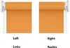 Two orange roller blinds are shown side-by-side, labeled 'Left' and 'Right' with their German translations below. Anteprima dell’immagine prodotto