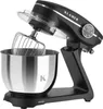 A black KLAMER stand mixer with a silver bowl and whisk attachment, shown on a white background. Produktbild-Vorschau