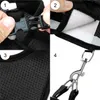 A collage of four close-up images showing details of a black pet harness and leash. Podgląd zdjęcia produktu