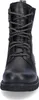 A front view of a black lace-up boot. Voir les images du produit