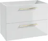 A white bathroom cabinet with two drawers and gold handles, shown against a white background. Anteprima dell’immagine prodotto