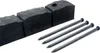 A black garden edging and four stakes are shown on a white background. Produktbild-Vorschau
