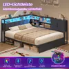 AODEMOKO Polsterbett 140 x 200 cm mit LED, Ladestation, Produktbild-Vorschau 4