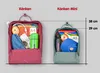Two backpacks are shown side-by-side, one larger than the other, with their contents displayed to illustrate capacity. Dimensions are indicated with lines and text. Náhled obrázku produktu