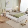A child's bedroom with a white bed, desk, and stool. Voir les images du produit