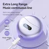 A close-up marketing image of a silver charging case for wireless earbuds, with a USB-C cable plugged in and a digital display showing '100'. Text overlays highlight features like 'Extra Long Range' and 'Power display'. Produktbild-Vorschau