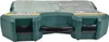 A closed green tool case with a black handle on a white background. Produktbild-Vorschau