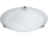 A white ceiling light fixture with a frosted glass shade and silver accents. Produktbild-Vorschau