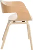 A side view of a modern chair with a bentwood frame and a cream upholstered seat and back. Podgląd zdjęcia produktu