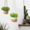2PCS Panier à plantes tressé Pots à plantes suspendus Voir les images du produit 5