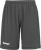 A pair of dark gray athletic shorts with the Kempa logo on the lower left leg. Voir les images du produit